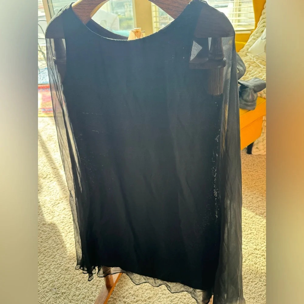 Bailey 44 sheer black Sequined Cocktail Dress With cape size medium NWT prom - Picture 8 of 16